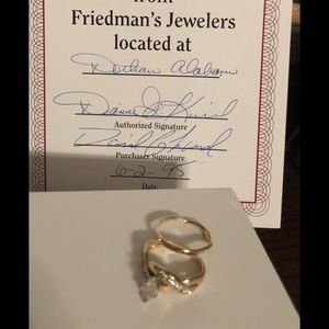 14k Y/G Marquis Dia w/ 11 dia Sz 6 with Gold Band